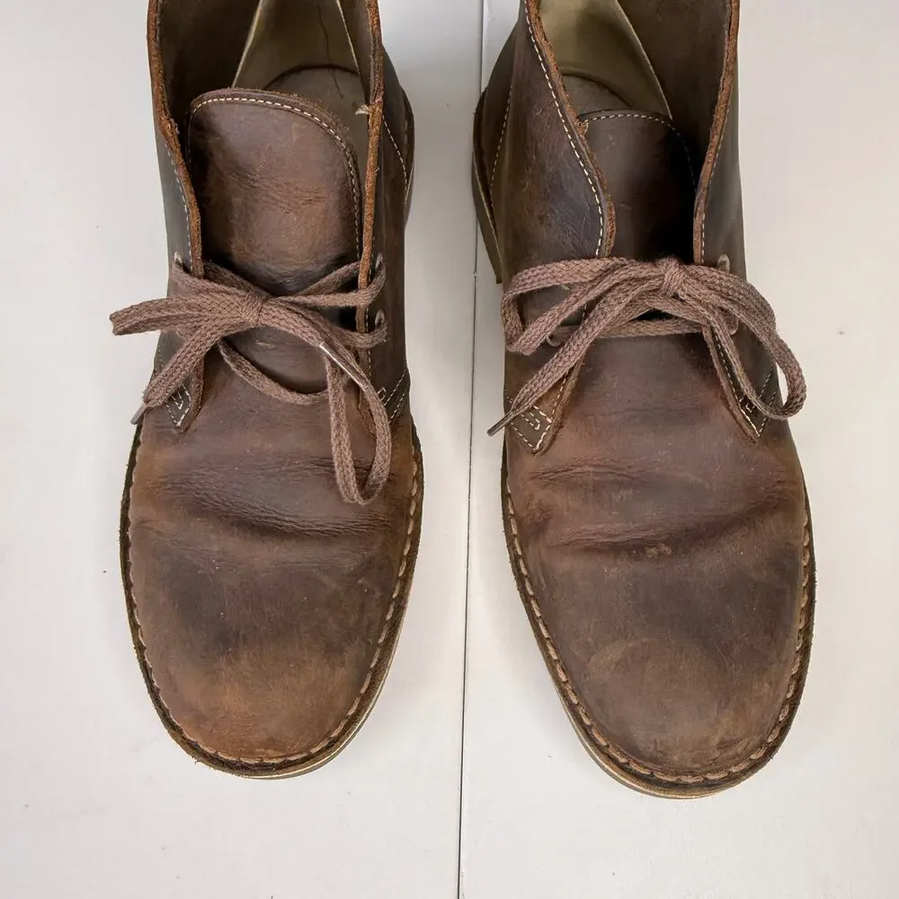 Clarks Originals Men's Desert Boots Beeswax Leather Chukka Brown Size 8.5 US